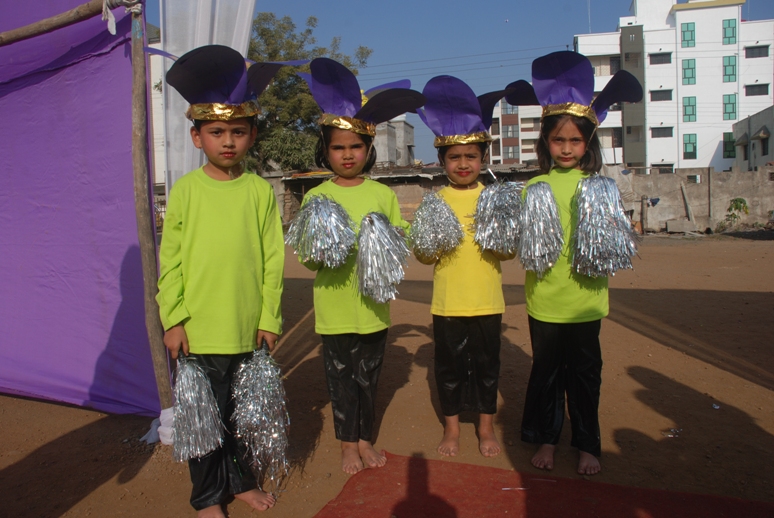 Primary Kids excitingly waiting for welcoming of guest